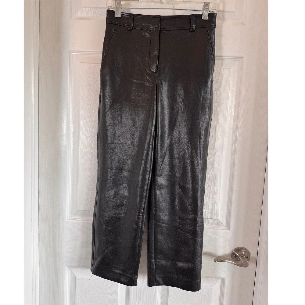 Babaton Command Vegan Leather Black Straight Leg Chic Aritzia